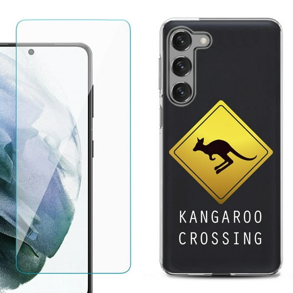 Shockproof Fashion Phone Case for Samsung Galaxy S23 5G, by OneToughShield ® - Road Sign Kangaroo