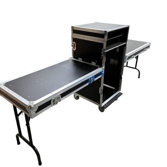 Shockproof Flight Case Rack Case 16U 3-Door with Rolling PU Wheels for Live Events Broadcasting
