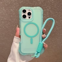 Shockproof Frosted Magnetic Case with Wrist Strap for iPhone 14 Pro, Support Wireless Charging, Non-Slip & Lightweight Anti-Yellowing Ultra Slim Phone Cover for iPhone 14 Pro, Lightblue