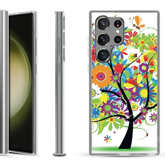 Shockproof Gel Phone Case for Samsung Galaxy S23 Ultra 5G, by OneToughShield ® - Colorful Tree