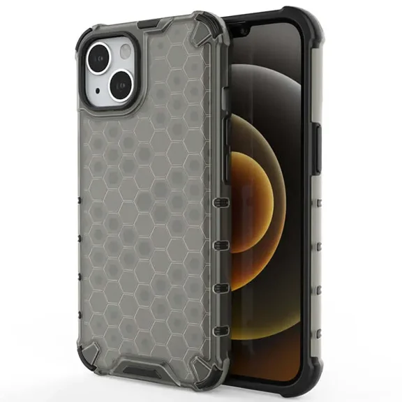 Shockproof Honeycomb Armour Black Case - For iPhone 13