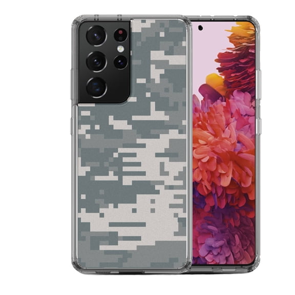 Shockproof Hybrid Bumper Phone Case for Samsung Galaxy S21 Ultra, by OneToughShield - Digital Camo