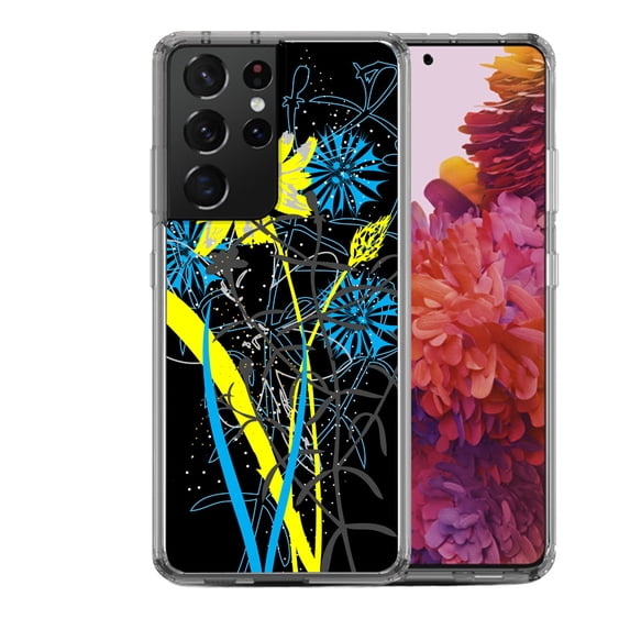 Shockproof Hybrid Bumper Phone Case for Samsung Galaxy S21 Ultra, by OneToughShield ® - Wild Flowers