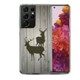 thumbnail image 1 of Shockproof Hybrid Bumper Phone Case for Samsung Galaxy S21 Ultra, by OneToughShield ® - Wood/Deer, 1 of 3