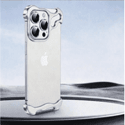 Shockproof Irregular Metal Phone Case for iPhone 15/16/17, Hollow Frameless Design with Full Camera Lens Protector, Ultra Slim Lightweight, Bare Hand Feel Fashion Cover