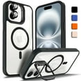 thumbnail image 1 of Shockproof Kickstand Heavy Duty Clear Case For Apple iPhone 16 Plus Compatible With MagSafe With Camera Lens Protector Black, 1 of 8