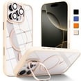 thumbnail image 1 of Shockproof Kickstand Heavy Duty Clear Case For Apple iPhone 16 Pro Max Compatible With MagSafe With Camera Lens Protector Pink, 1 of 7