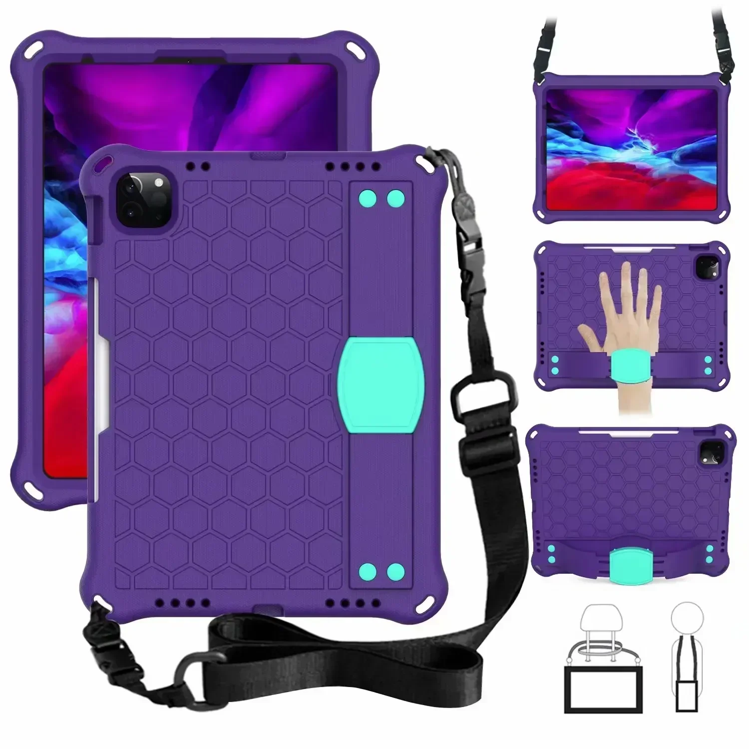 Shockproof Kids Case for iPad Air Pro 11 M2 2024 Case Stand Cover for
