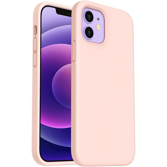 Shockproof Liquid Silicone Designed for iPhone 12 Mini Case 5.4", Gel Rubber Full Body Protection Anti-Shock Cover Case Drop Protection Silicone Case 5.4inch-Pink