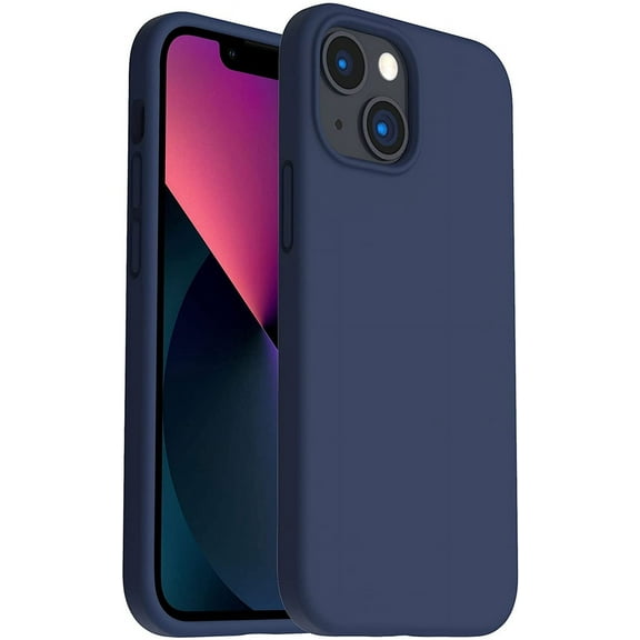 Shockproof Liquid Silicone Designed for iPhone 13 Mini Case 5.4", Gel Rubber Full Body Protection Anti-Shock Cover Case Drop Protection Silicone Case 5.4inch-Navy Blue
