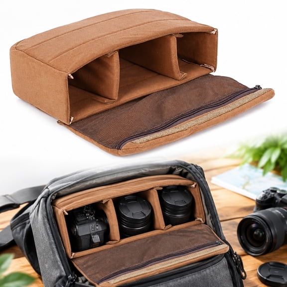 Shockproof Padded Soft Camera Insert Bag Liner Case with Adjustable Dividers - Durable Polyester, Stylish Design, Perfect for Travel & Everyday Use, Camera Bag