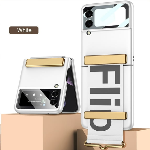 Shockproof Phone Case for Samsung Galaxy Z Flip 4 5G (2022), Wristband Bracket for Samsung Galaxy Z Flip 4 Case Stand, Samsung Z Flip4 Wrist Strap Holder Case