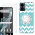 thumbnail image 1 of Shockproof Phone Case for Cricket Icon 2026, with Screen Protector, by OneToughShield - Chevron/Volleyball, 1 of 5