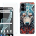 thumbnail image 1 of Shockproof Phone Case for Cricket Icon 2026, with Screen Protector, by OneToughShield - Cyberpunk Wolf, 1 of 5