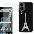 thumbnail image 1 of Shockproof Phone Case for Cricket Icon 2026, with Screen Protector, by OneToughShield - Eiffel Tower Moon, 1 of 5