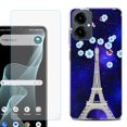 thumbnail image 1 of Shockproof Phone Case for Cricket Icon 2026, with Screen Protector, by OneToughShield - Eiffel Tower Stars, 1 of 5
