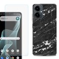 thumbnail image 1 of Shockproof Phone Case for Cricket Icon 2026, with Screen Protector, by OneToughShield - Marble B/W, 1 of 5