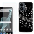thumbnail image 1 of Shockproof Phone Case for Cricket Icon 2026, with Screen Protector, by OneToughShield - Music Notes / Black, 1 of 5