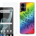 thumbnail image 1 of Shockproof Phone Case for Cricket Icon 2026, with Screen Protector, by OneToughShield - Music Notes / Rainbow, 1 of 5