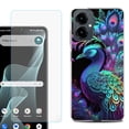 thumbnail image 1 of Shockproof Phone Case for Cricket Icon 2026, with Screen Protector, by OneToughShield - Neon Peacock, 1 of 5