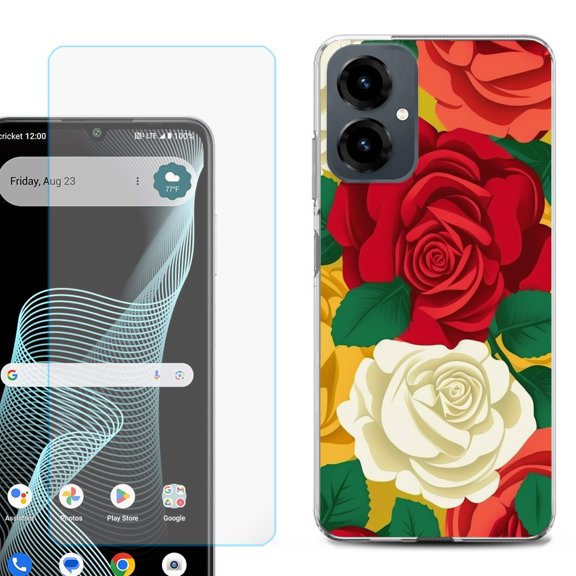 Shockproof Phone Case for Cricket Icon 2026, with Screen Protector, by OneToughShield - Radiant Rose