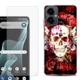 thumbnail image 1 of Shockproof Phone Case for Cricket Icon 2026, with Screen Protector, by OneToughShield - Rose Skull, 1 of 5