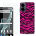 thumbnail image 1 of Shockproof Phone Case for Cricket Icon 2026, with Screen Protector, by OneToughShield - Zebra Pink, 1 of 5
