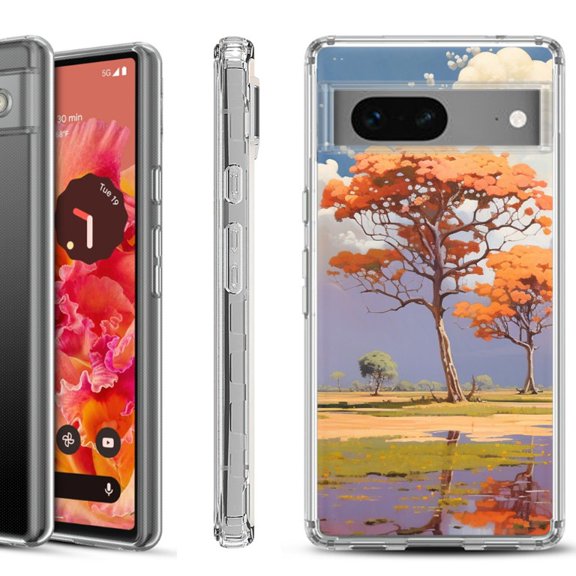 Shockproof Phone Case for Google Pixel 8a 5G, Hybrid Case Cover, by OneToughShield - Autumn Tree