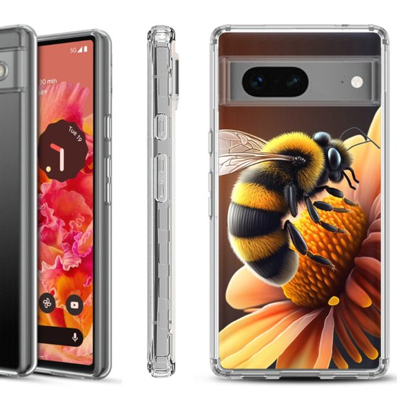 Shockproof Phone Case for Google Pixel 8a 5G, Hybrid Case Cover, by OneToughShield - Bee