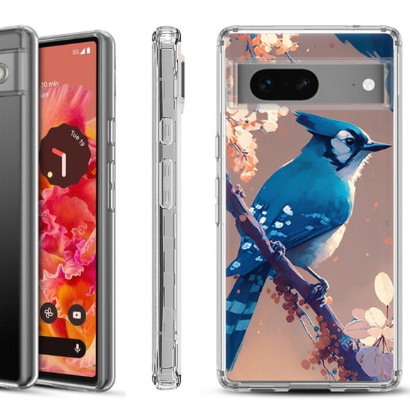 Shockproof Phone Case for Google Pixel 8a 5G, Hybrid Case Cover, by OneToughShield - Blue Jay