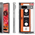 thumbnail image 1 of Shockproof Phone Case for Google Pixel 8a 5G, Hybrid Case Cover, by OneToughShield - Cassette Orange, 1 of 4