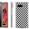 thumbnail image 1 of Shockproof Phone Case for Google Pixel 8a 5G, Hybrid Case Cover, by OneToughShield - Checker B/W, 1 of 4
