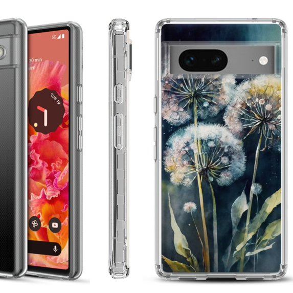 Shockproof Phone Case for Google Pixel 8a 5G, Hybrid Case Cover, by OneToughShield - Dandelion Color