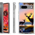 thumbnail image 1 of Shockproof Phone Case for Google Pixel 8a 5G, Hybrid Case Cover, by OneToughShield - Deer Sunset, 1 of 4