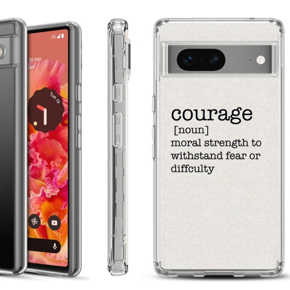 Shockproof Phone Case for Google Pixel 8a 5G, Hybrid Case Cover, by OneToughShield - Dictionary/Courage