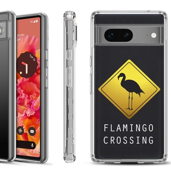 Shockproof Phone Case for Google Pixel 8a 5G, Hybrid Case Cover, by OneToughShield - Flamingo