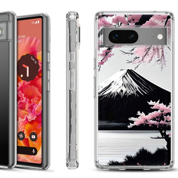 Shockproof Phone Case for Google Pixel 8a 5G, Hybrid Case Cover, by OneToughShield - Fuji Sakura