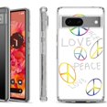 thumbnail image 1 of Shockproof Phone Case for Google Pixel 8a 5G, Hybrid Case Cover, by OneToughShield - Love/Peace, 1 of 4