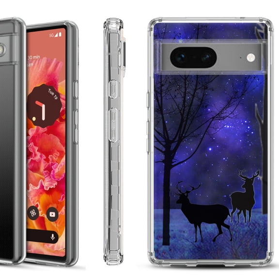 Shockproof Phone Case for Google Pixel 8a 5G, Hybrid Case Cover, by OneToughShield - Midnight Forest