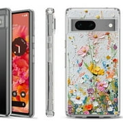 Shockproof Phone Case for Google Pixel 8a 5G, Hybrid Case Cover, by OneToughShield - Pastel Flowers
