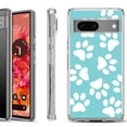 thumbnail image 1 of Shockproof Phone Case for Google Pixel 8a 5G, Hybrid Case Cover, by OneToughShield - Pet Paw / Teal, 1 of 4