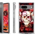 thumbnail image 1 of Shockproof Phone Case for Google Pixel 8a 5G, Hybrid Case Cover, by OneToughShield - Rose Skull, 1 of 4
