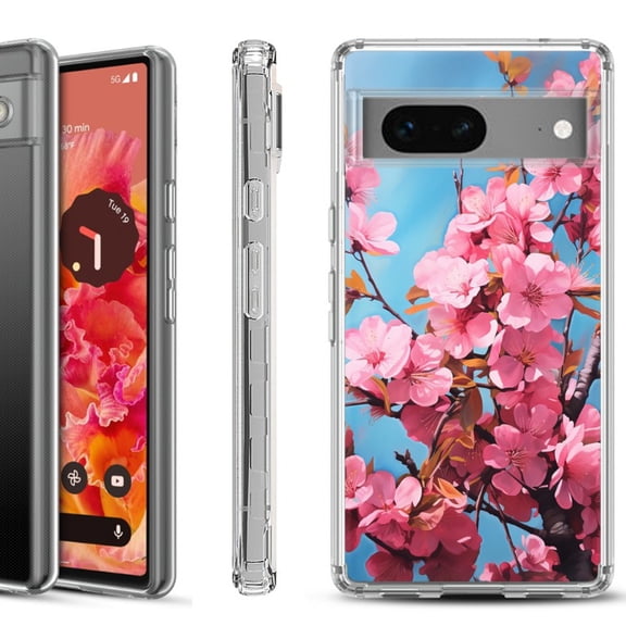Shockproof Phone Case for Google Pixel 8a 5G, Hybrid Case Cover, by OneToughShield - Spring Blossom