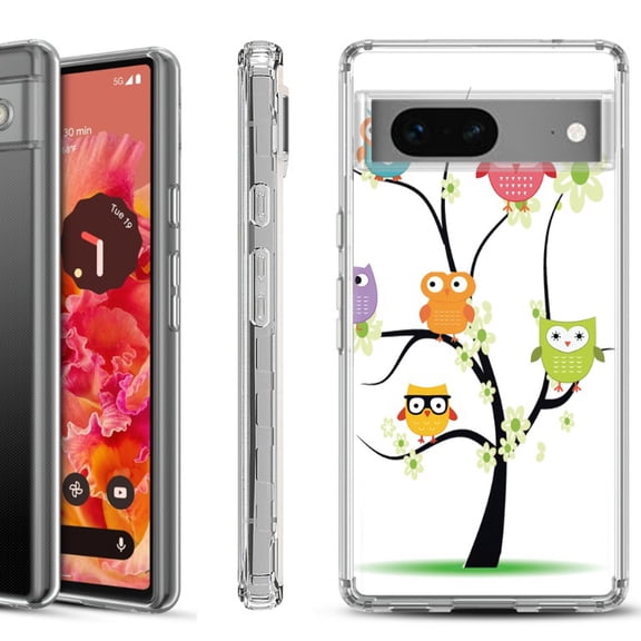 Shockproof Phone Case for Google Pixel 8a 5G, Hybrid Case Cover, by OneToughShield - Tree Owl