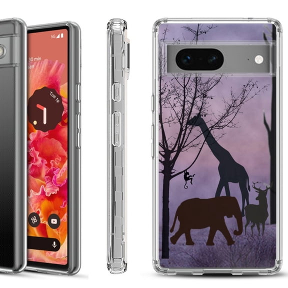 Shockproof Phone Case for Google Pixel 8a 5G, Hybrid Case Cover, by OneToughShield - Twilight Safari
