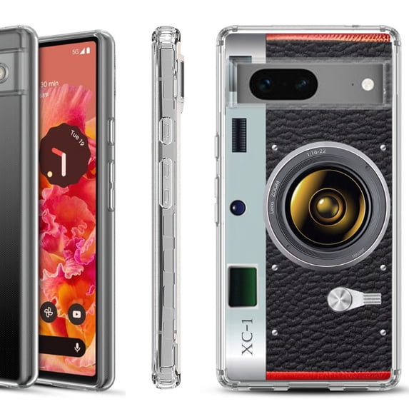 Shockproof Phone Case for Google Pixel 8a 5G, Hybrid Case Cover, by OneToughShield - Vintage Camera