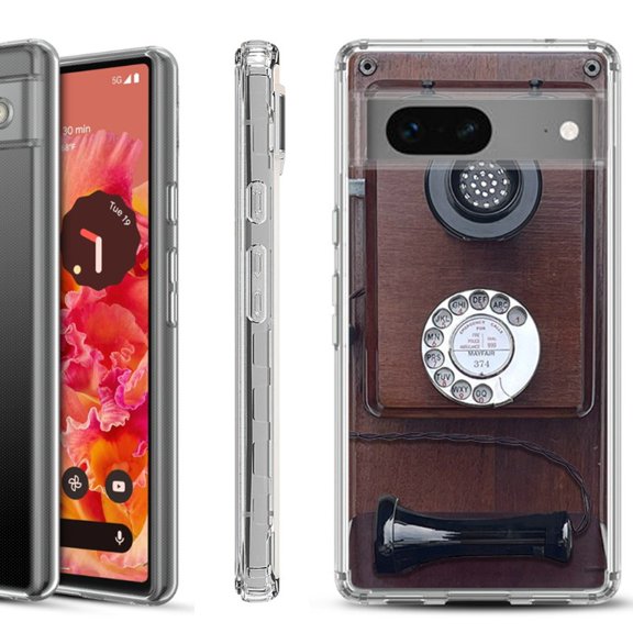 Shockproof Phone Case for Google Pixel 8a 5G, Hybrid Case Cover, by OneToughShield - Vintage Payphone