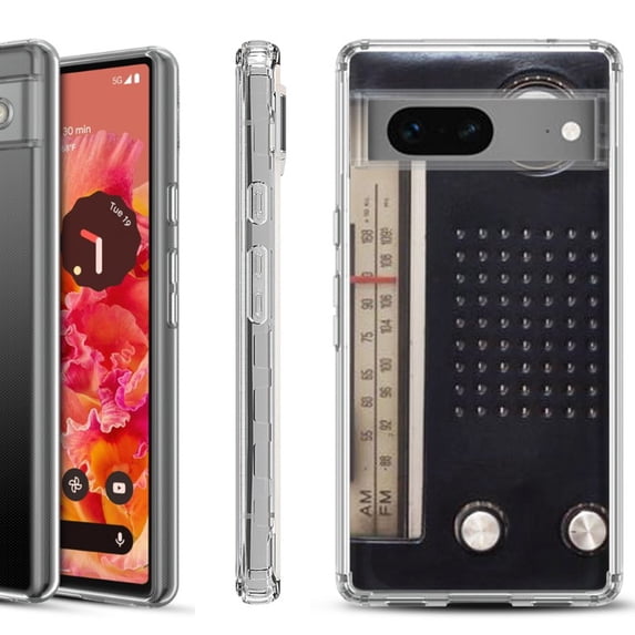 Shockproof Phone Case for Google Pixel 8a 5G, Hybrid Case Cover, by OneToughShield - Vintage Radio