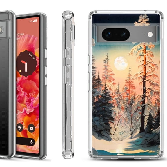 Shockproof Phone Case for Google Pixel 8a 5G, Hybrid Case Cover, by OneToughShield - Winter Pine