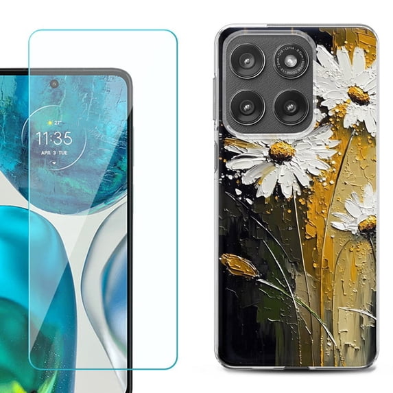 Shockproof Phone Case for Motorola Moto Edge 2026, by OneToughShield - Abstract Daisy